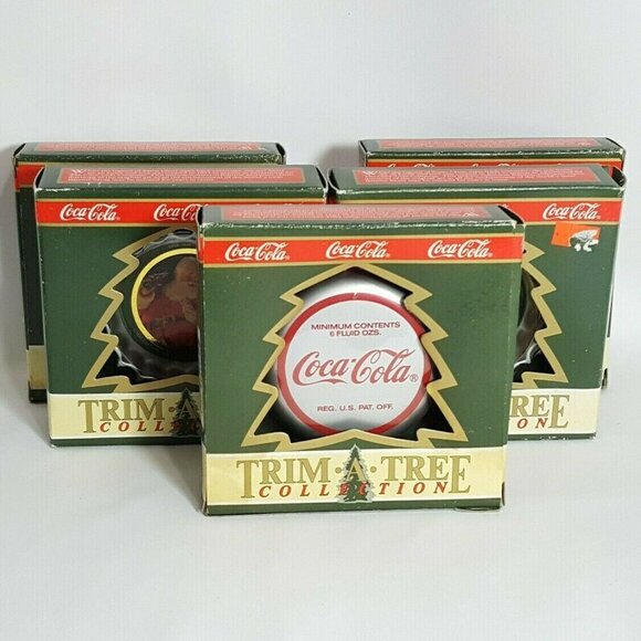 NEW Vintage Coca-Cola Bottle Cap Ornaments Santa circa 1938 Set of 5 Trim a Tree - Picture 3 of 4
